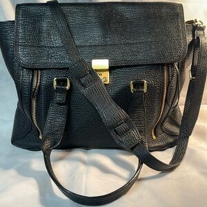 3.1 Phillip Lim Pashli Medium Satchel Black Leather Handbag Crossbdoy Bag **